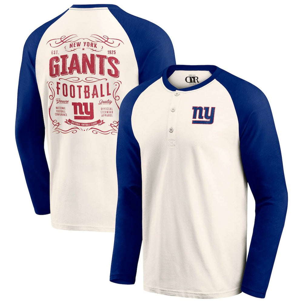Fanatics New York Giants Darius Rucker Collection Raglan Henley T-Shirt Cream/Royal