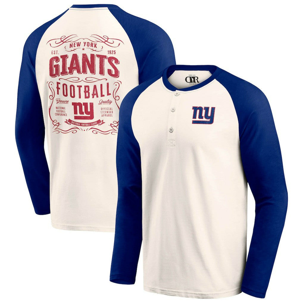 Fanatics New York Giants Darius Rucker Collection Raglan Henley T-Shirt Cream/Royal