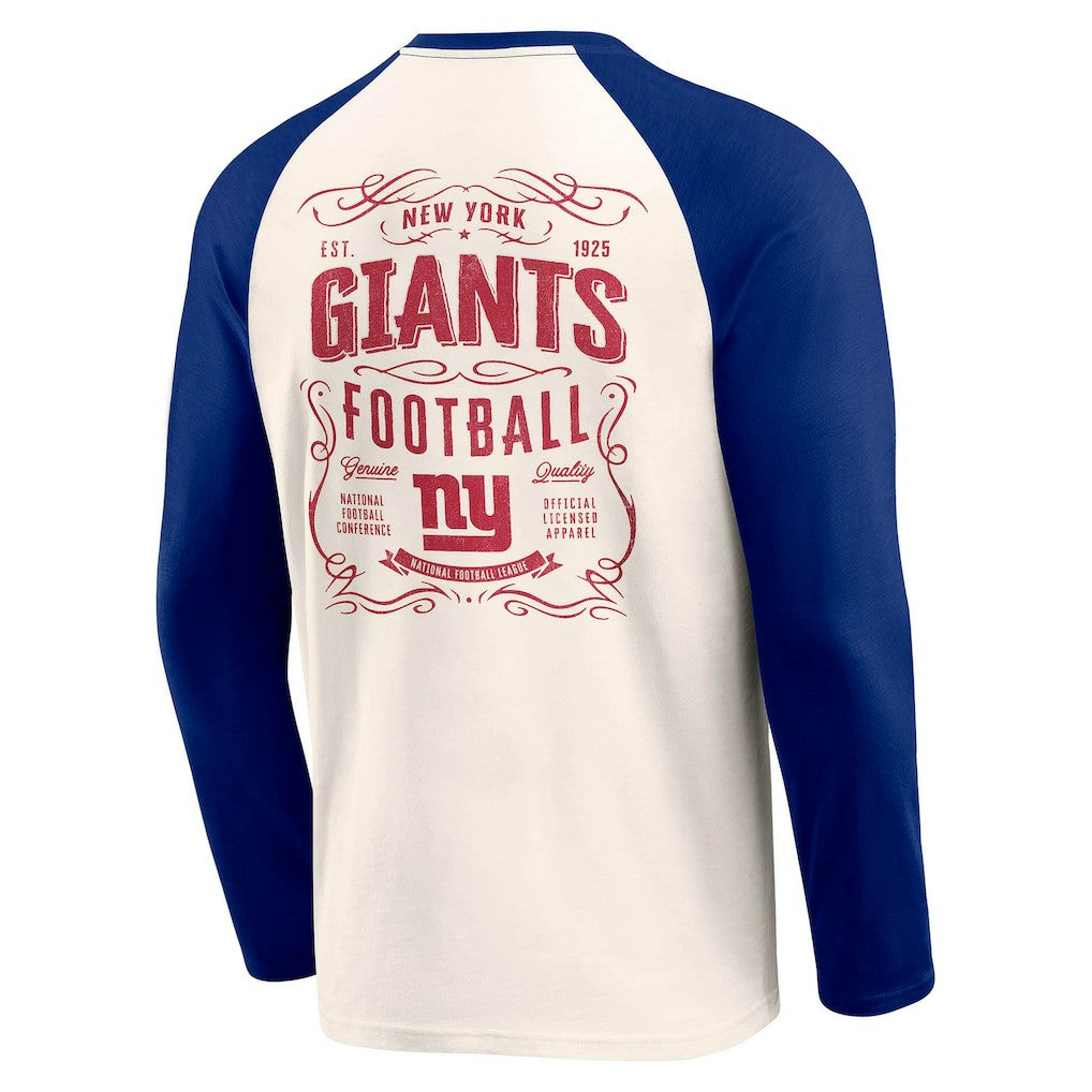 Fanatics New York Giants Darius Rucker Collection Raglan Henley T-Shirt Cream/Royal