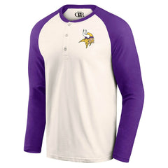 Fanatics Minnesota Vikings Darius Rucker Collection Raglan Henley T-Shirt Cream/Purple