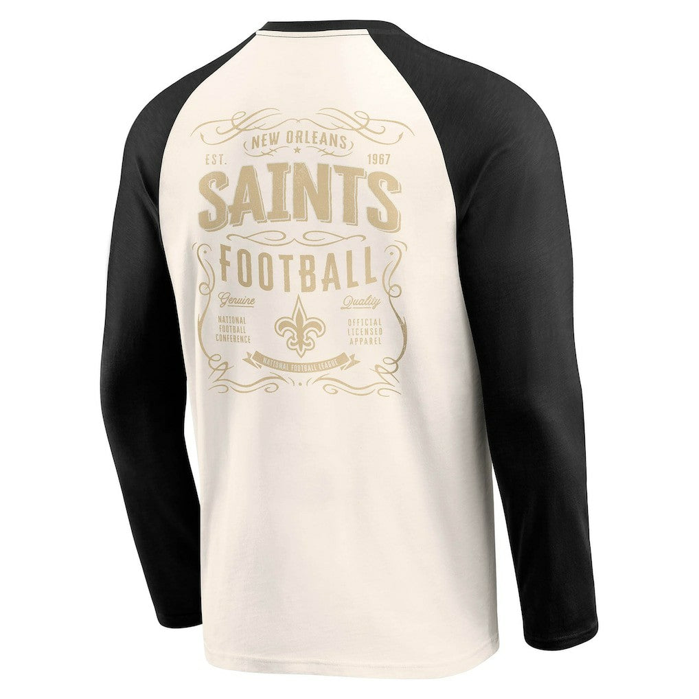 Fanatics New Orleans Saints Darius Rucker Collection Raglan Henley T-Shirt Cream/Black