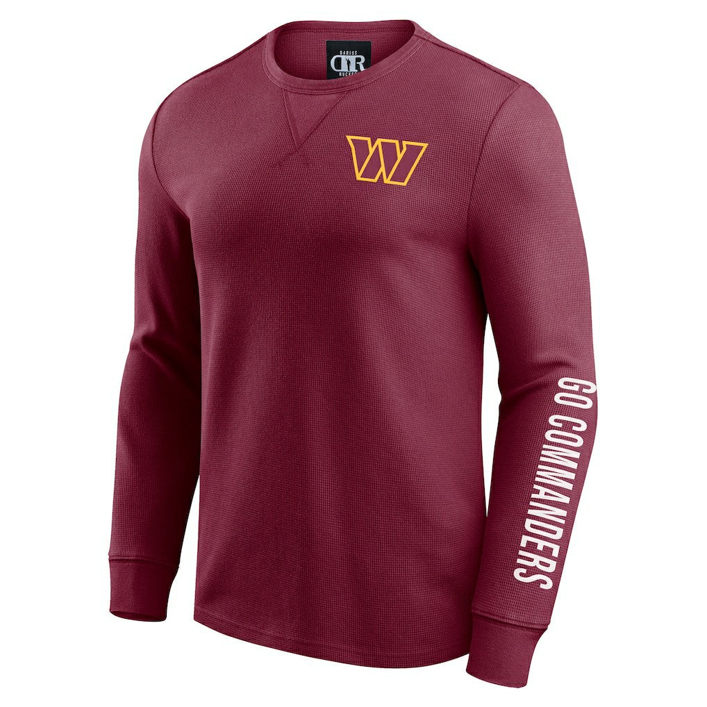 Fanatics Washington Commanders Darius Rucker Collection Washed Waffle-Knit Long Sleeve T-Shirt Burgundy