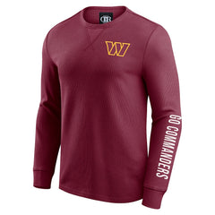 Fanatics Washington Commanders Darius Rucker Collection Washed Waffle-Knit Long Sleeve T-Shirt Burgundy