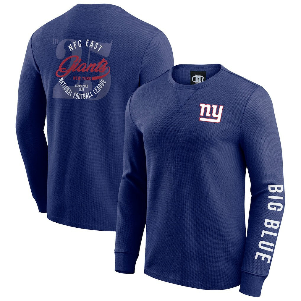 Fanatics New York Giants Darius Rucker Collection Washed Waffle-Knit Long Sleeve T-Shirt Royal