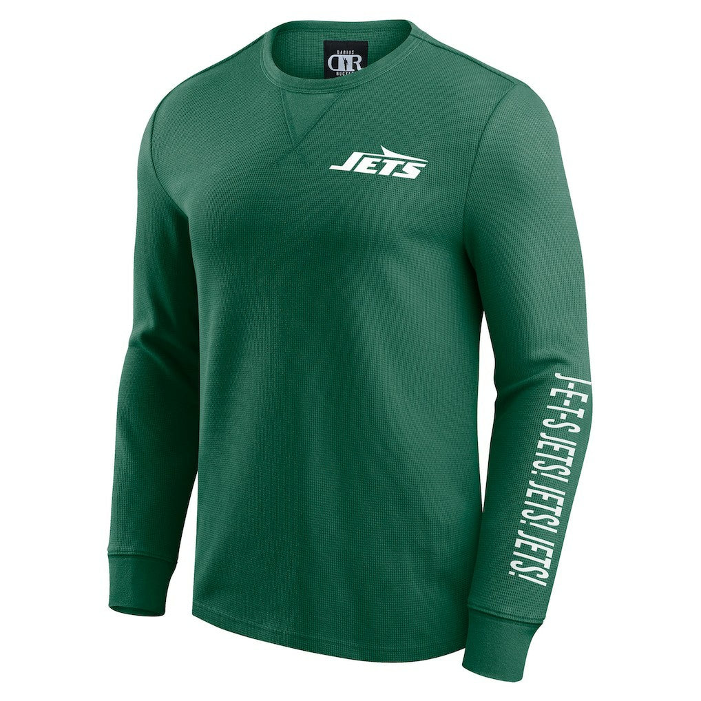 Fanatics New York Jets Darius Rucker Collection Washed Waffle-Knit Long Sleeve T-Shirt Green