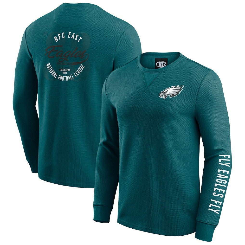 Fanatics Philadelphia Eagles Darius Rucker Collection Washed Waffle-Knit Long Sleeve T-Shirt Kelly Green
