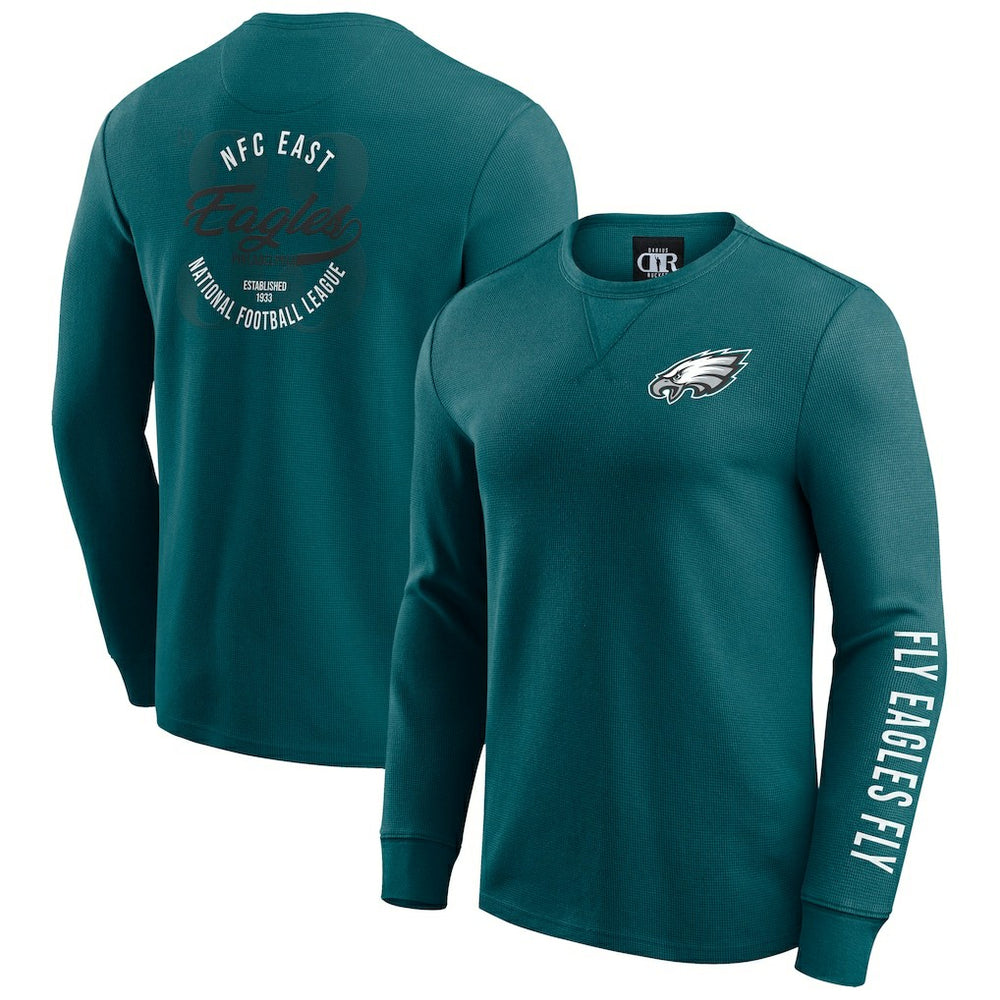 Fanatics Philadelphia Eagles Darius Rucker Collection Washed Waffle-Knit Long Sleeve T-Shirt Kelly Green