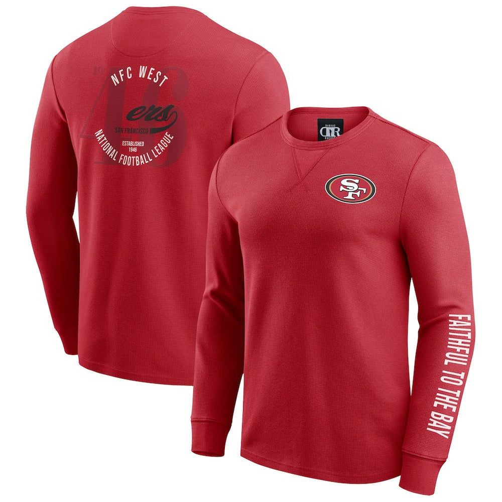 Fanatics San Francisco 49ers Darius Rucker Collection Washed Waffle-Knit Long Sleeve T-Shirt Scarlet
