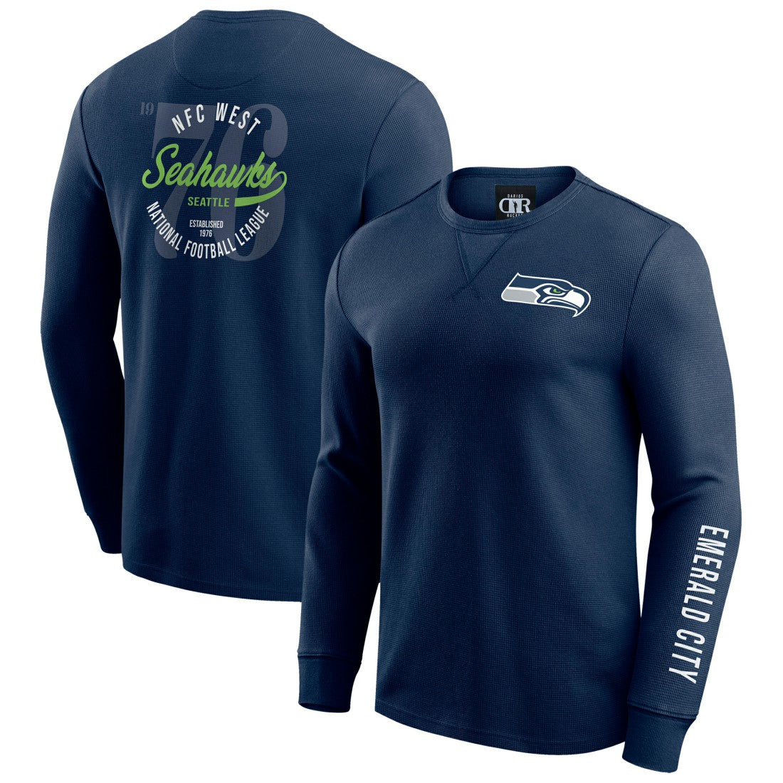 Fanatics Seattle Seahawks Darius Rucker Collection Washed Waffle-Knit Long Sleeve T-Shirt College Navy