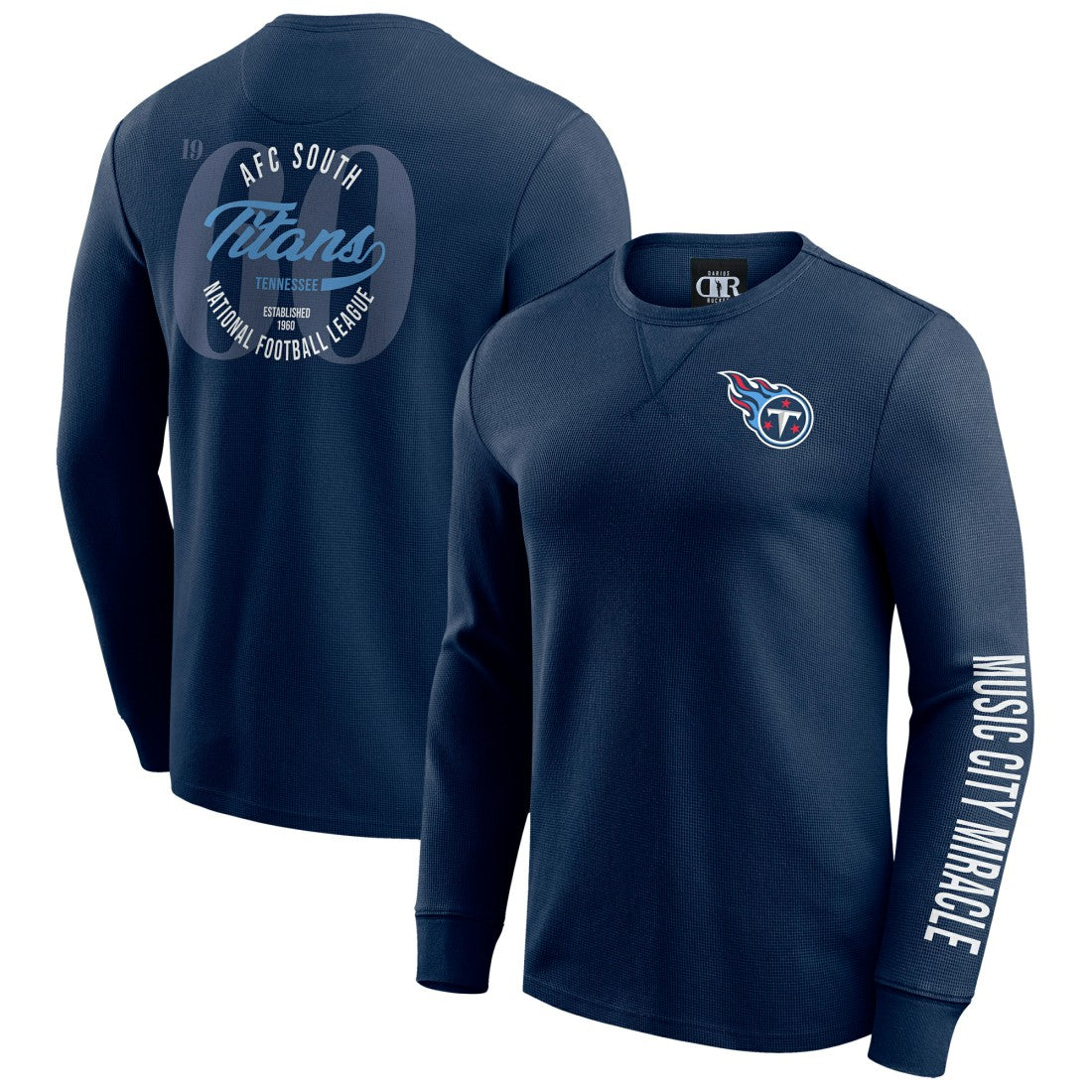Fanatics Tennessee Titans Darius Rucker Collection Washed Waffle-Knit Long Sleeve T-Shirt Navy