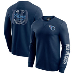 Fanatics Tennessee Titans Darius Rucker Collection Washed Waffle-Knit Long Sleeve T-Shirt Navy