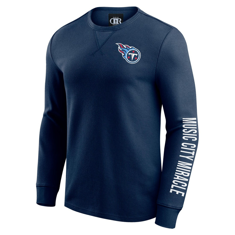 Fanatics Tennessee Titans Darius Rucker Collection Washed Waffle-Knit Long Sleeve T-Shirt Navy