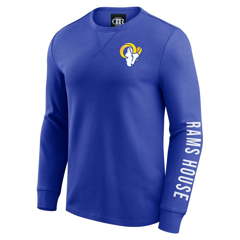 Fanatics Los Angeles Rams Darius Rucker Collection Washed Waffle-Knit Long Sleeve T-Shirt Royal