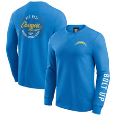 Fanatics Los Angeles Chargers Darius Rucker Collection Washed Waffle-Knit Long Sleeve T-Shirt Powder Blue