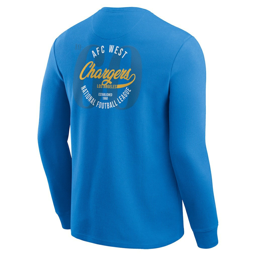 Fanatics Los Angeles Chargers Darius Rucker Collection Washed Waffle-Knit Long Sleeve T-Shirt Powder Blue