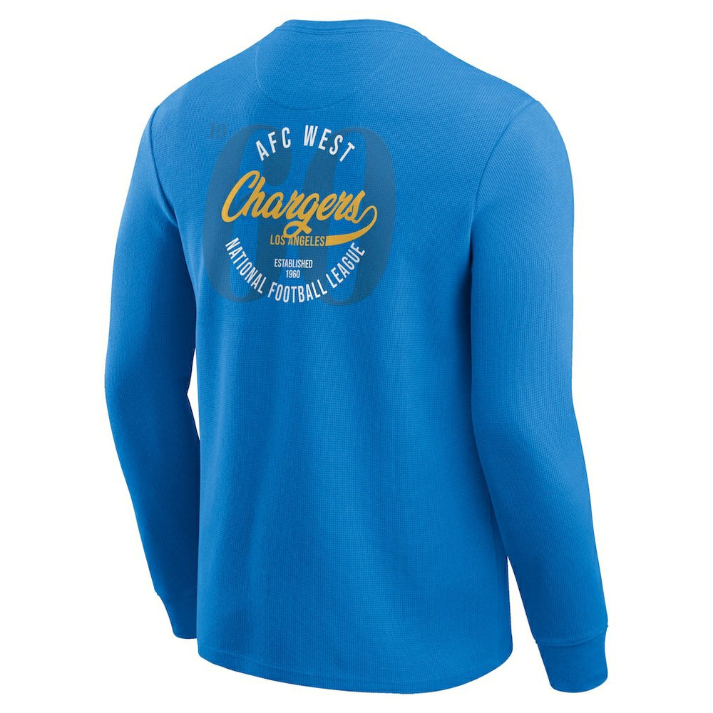 Fanatics Los Angeles Chargers Darius Rucker Collection Washed Waffle-Knit Long Sleeve T-Shirt Powder Blue