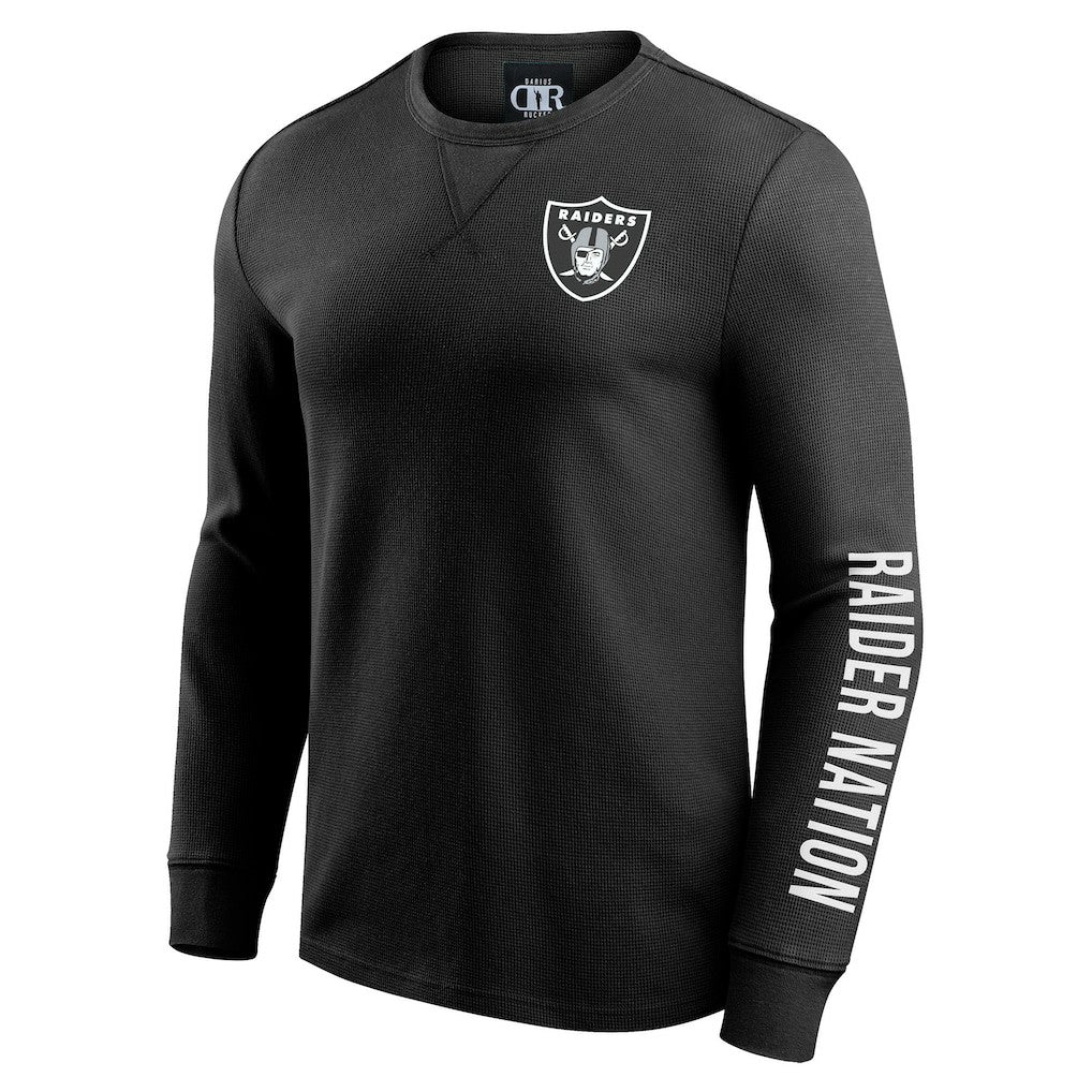 Fanatics Las Vegas Raiders Darius Rucker Collection Washed Waffle-Knit Long Sleeve T-Shirt Black