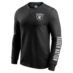 Fanatics Las Vegas Raiders Darius Rucker Collection Washed Waffle-Knit Long Sleeve T-Shirt Black