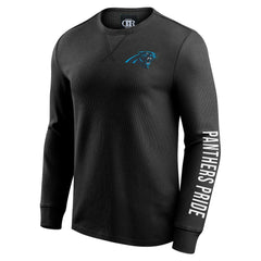 Fanatics Carolina Panthers Darius Rucker Collection Washed Waffle-Knit Long Sleeve T-Shirt Black