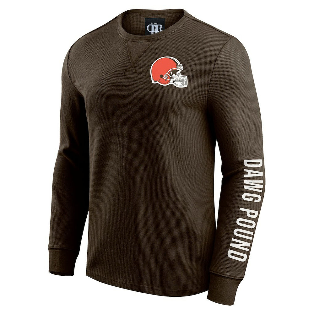 Fanatics Cleveland Browns Darius Rucker Collection Washed Waffle-Knit Long Sleeve T-Shirt Brown