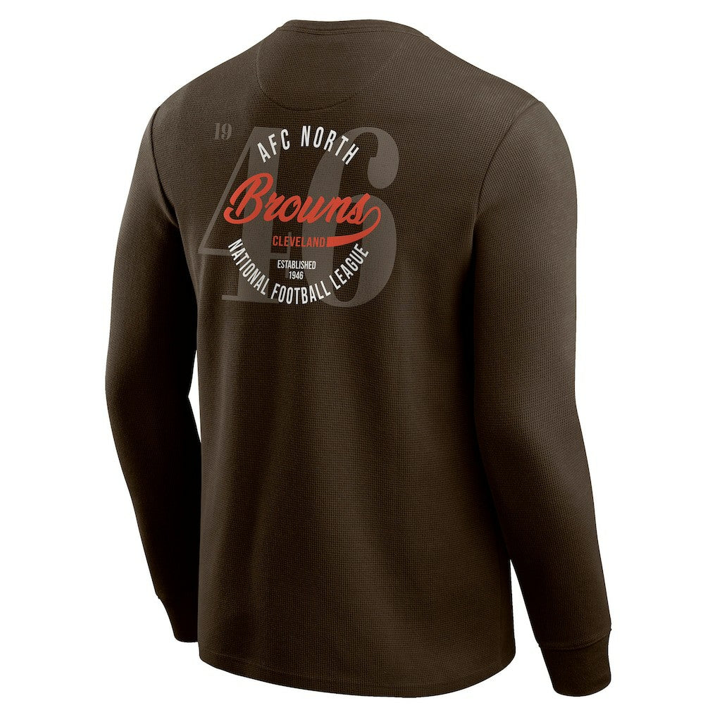 Fanatics Cleveland Browns Darius Rucker Collection Washed Waffle-Knit Long Sleeve T-Shirt Brown