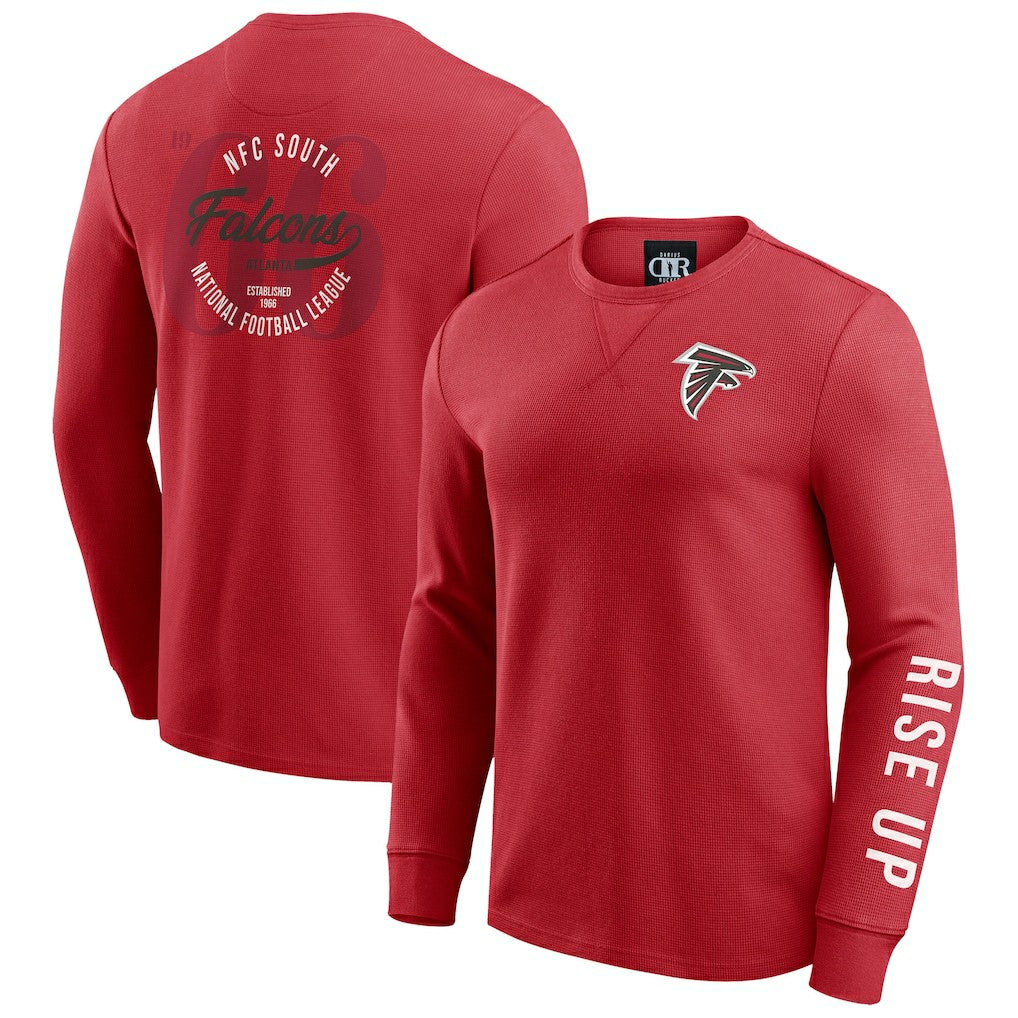 Fanatics Atlanta Falcons Darius Rucker Collection Washed Waffle-Knit Long Sleeve T-Shirt Red