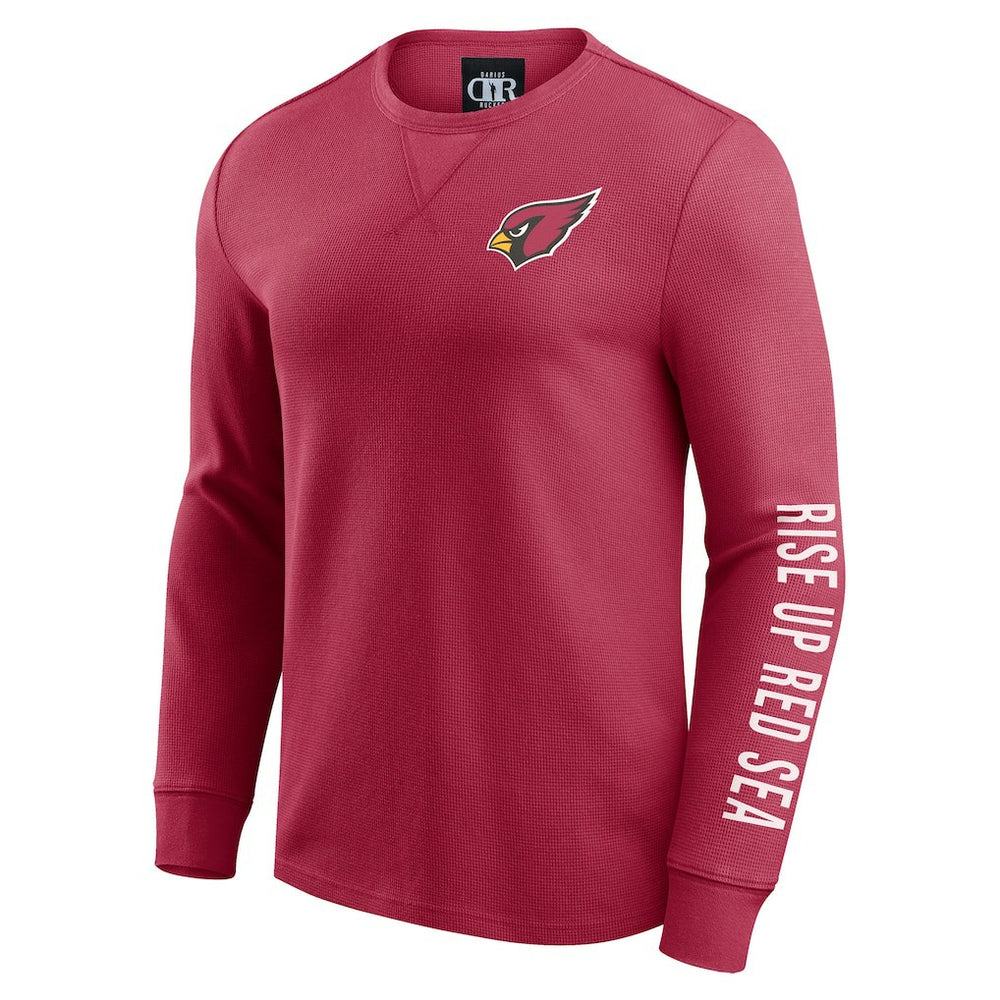 Fanatics Arizona Cardinals Darius Rucker Collection Washed Waffle-Knit Long Sleeve T-Shirt Red