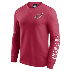 Fanatics Arizona Cardinals Darius Rucker Collection Washed Waffle-Knit Long Sleeve T-Shirt Red