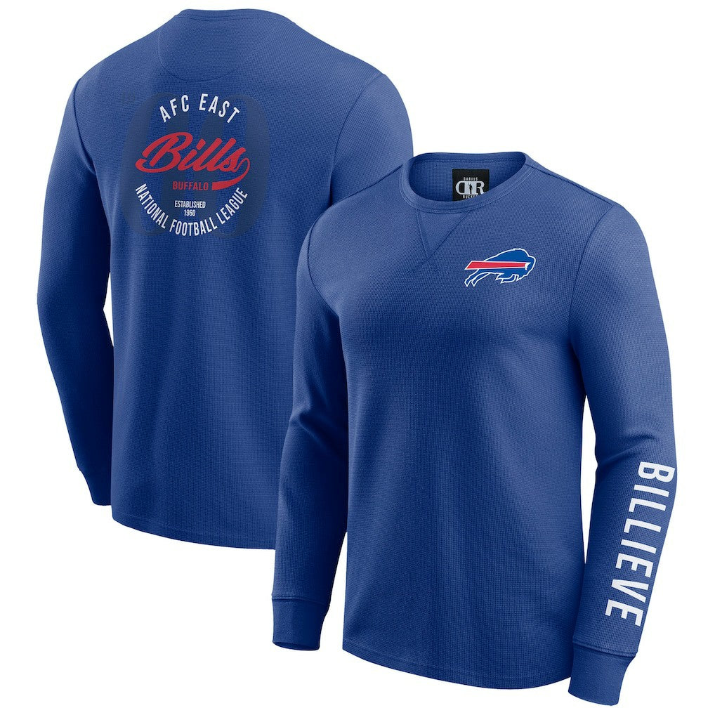 Fanatics Buffalo Bills Darius Rucker Collection Washed Waffle-Knit Long Sleeve T-Shirt Royal