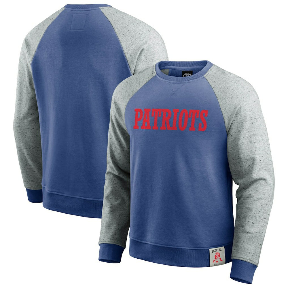 Fanatics New England Patriots Darius Rucker Collection Throwback Color Block Raglan Pullover Sweatshirt Royal/Heather Gray