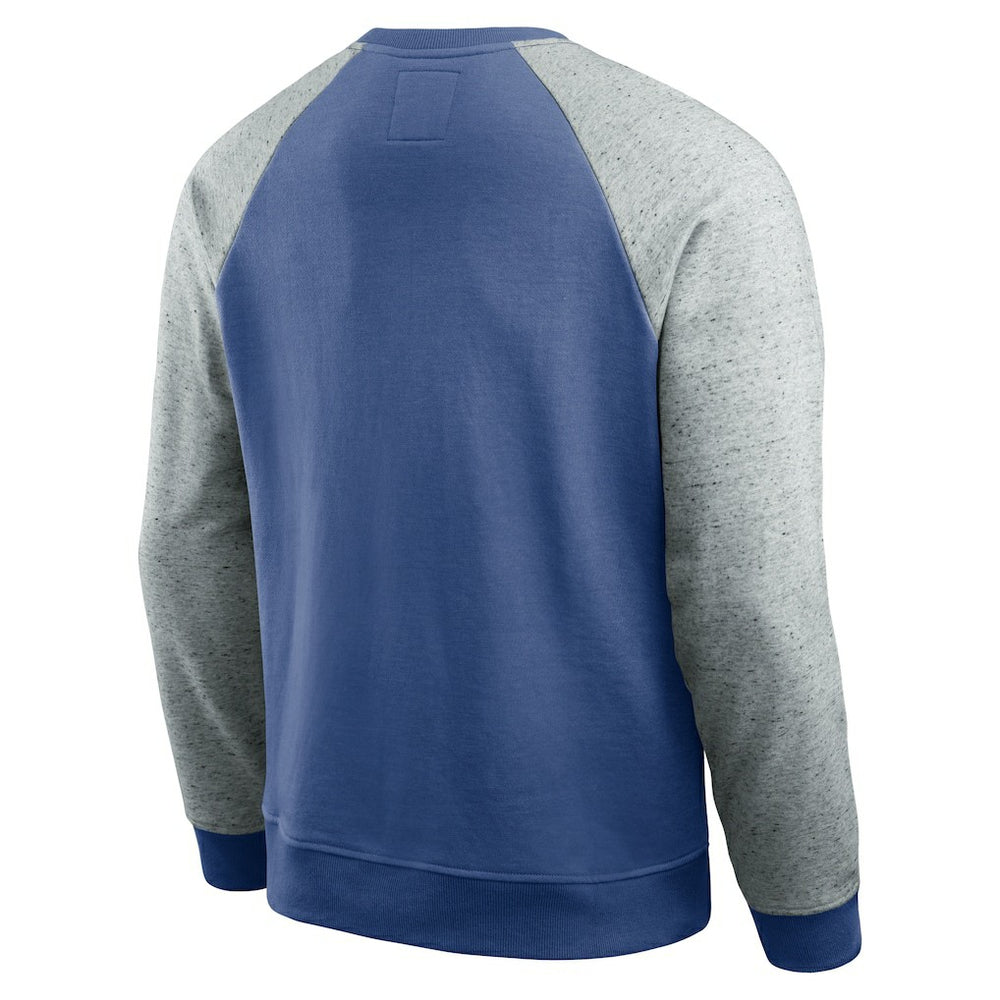 Fanatics Seattle Seahawks Darius Rucker Collection Throwback Color Block Raglan Pullover Sweatshirt Royal/Heather Gray