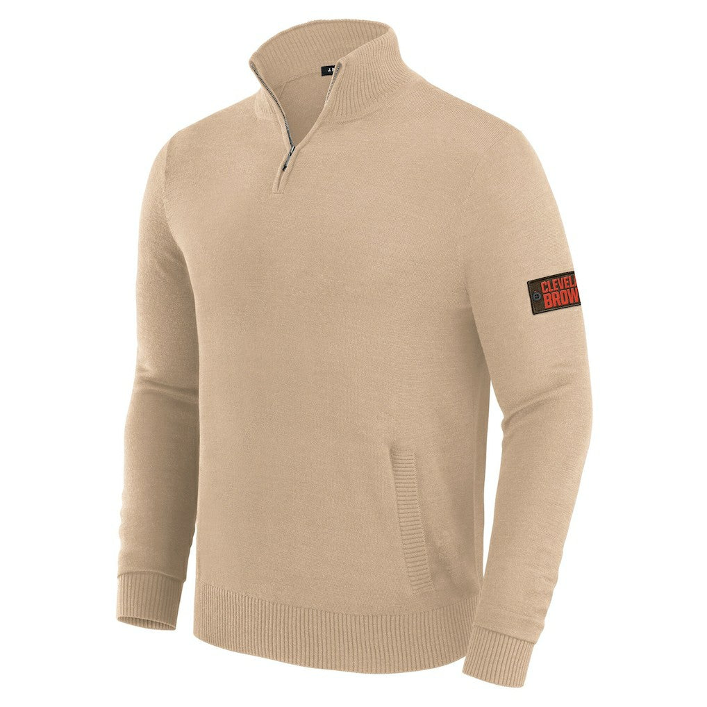 Cleveland Browns J. Palmer Franchise Quarter-Zip Sweater Tan