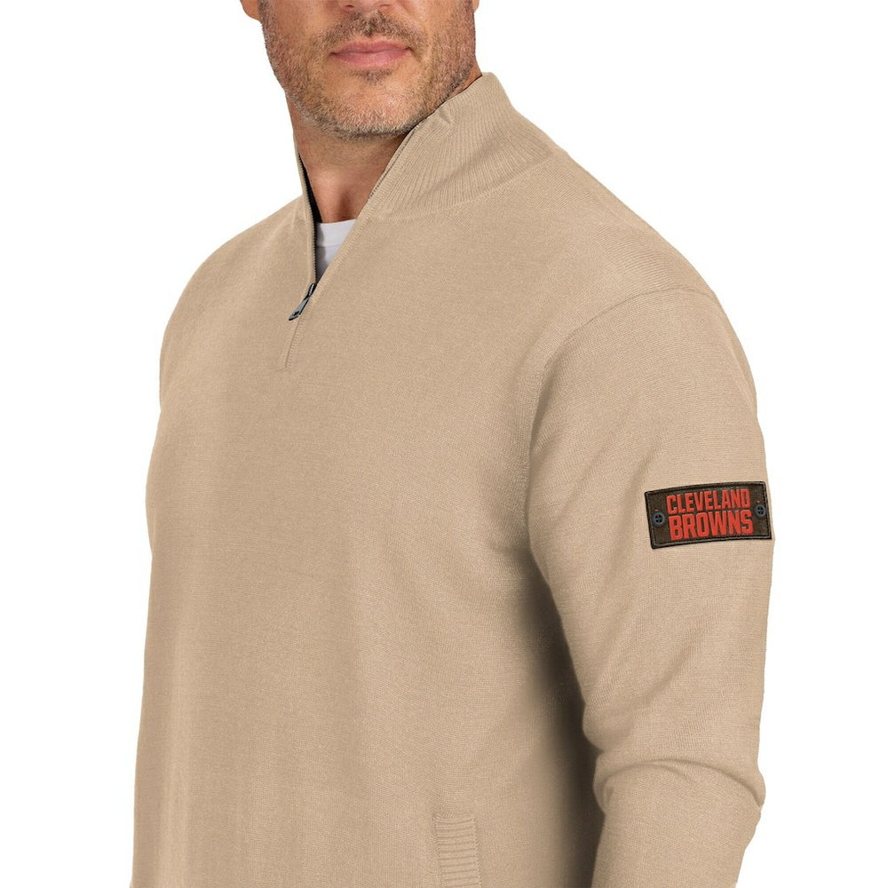 Cleveland Browns J. Palmer Franchise Quarter-Zip Sweater Tan