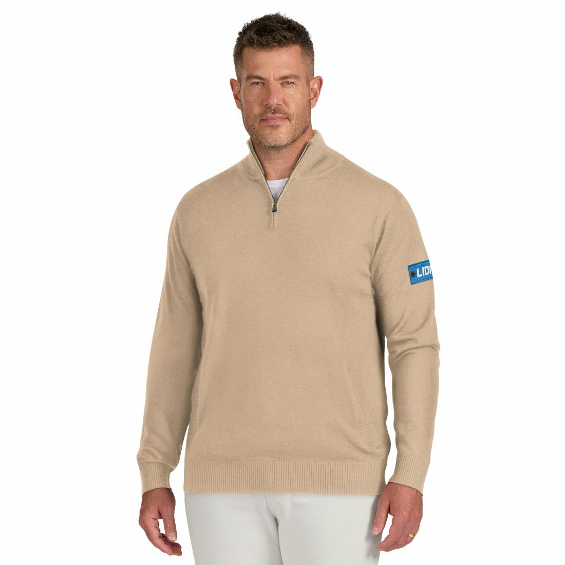 Detroit Lions J. Palmer Franchise Quarter-Zip Sweater Tan