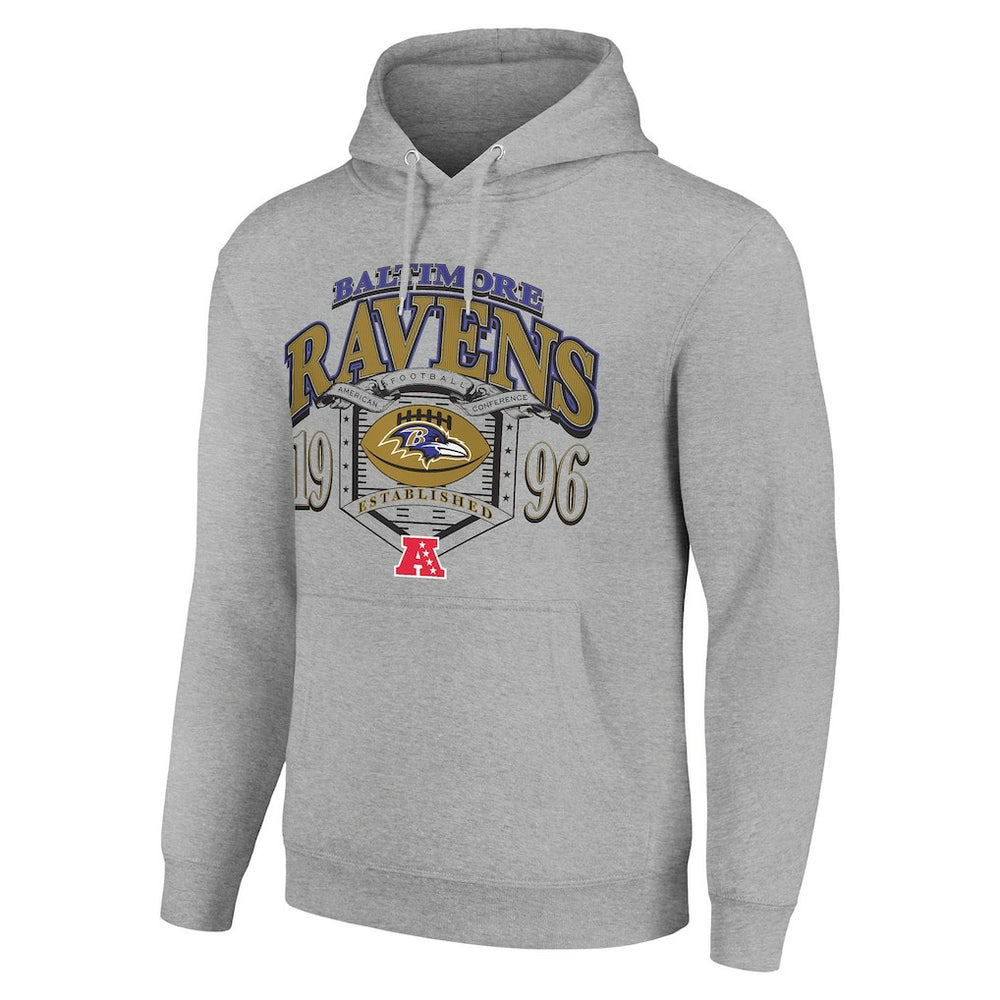 Baltimore Ravens Starter 80s Retro Pullover Hoodie Heather Gray