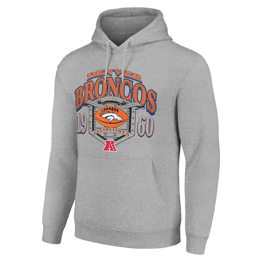 Denver Broncos Starter 80s Retro Pullover Hoodie Heather Gray