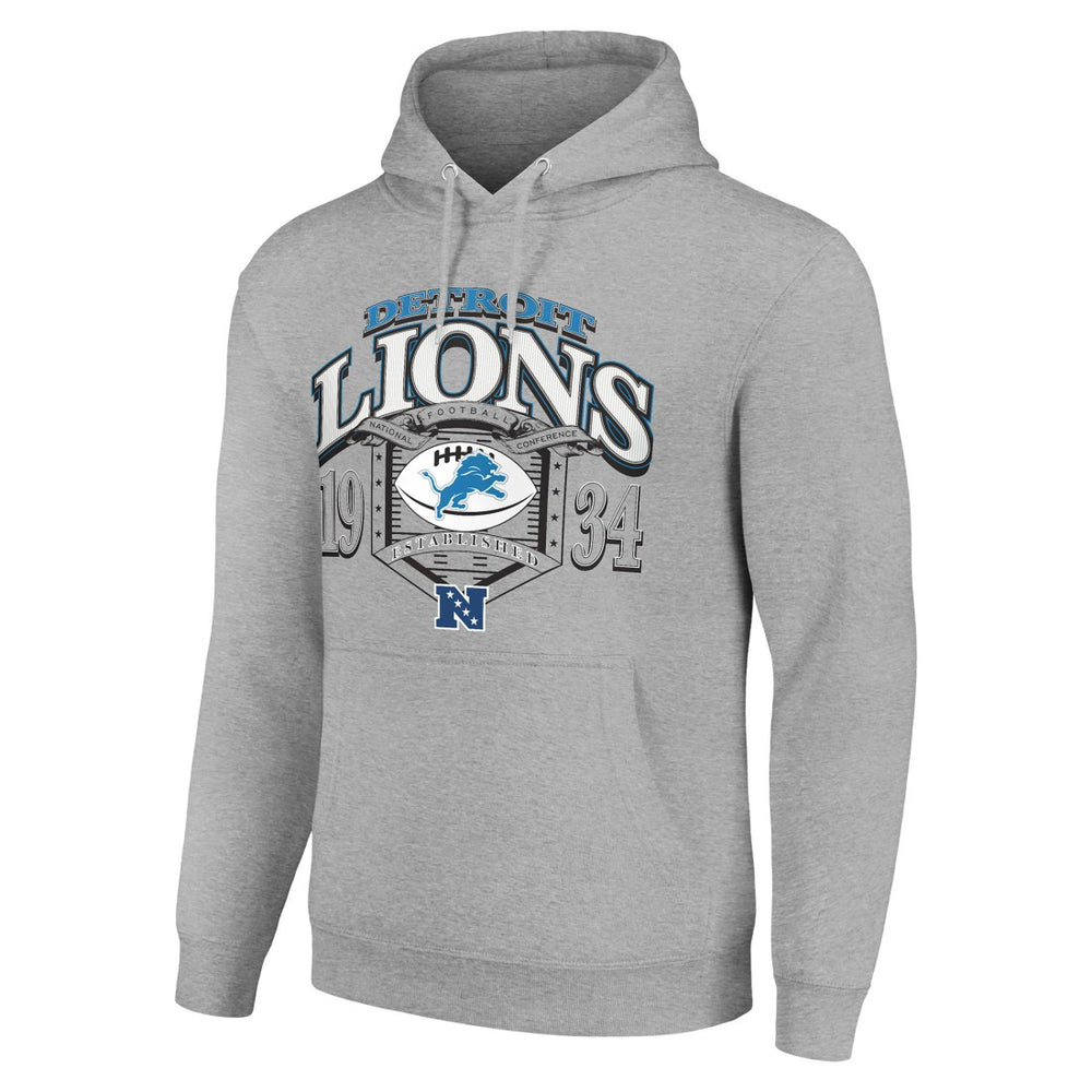 Detroit Lions Starter 80s Retro Pullover Hoodie Heather Gray