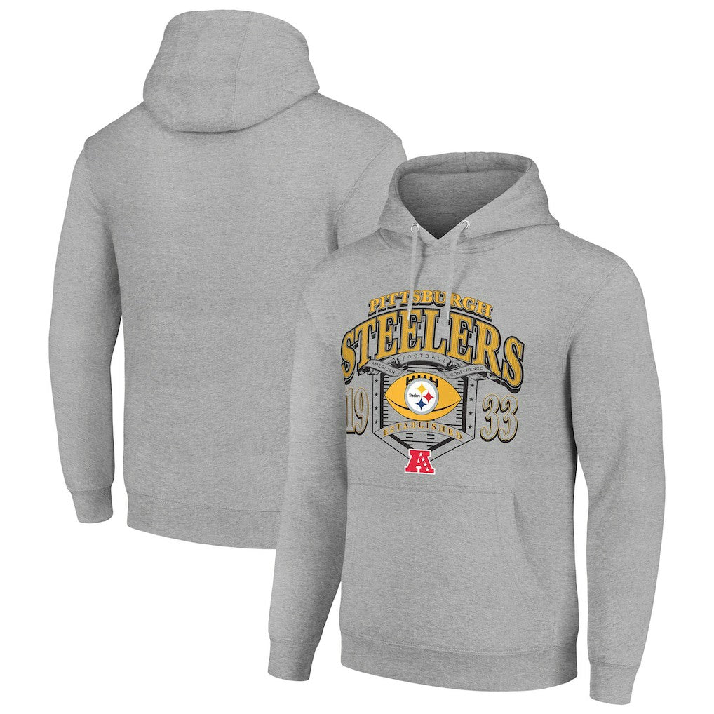 Pittsburgh Steelers Starter 80s Retro Pullover Hoodie Heather Gray