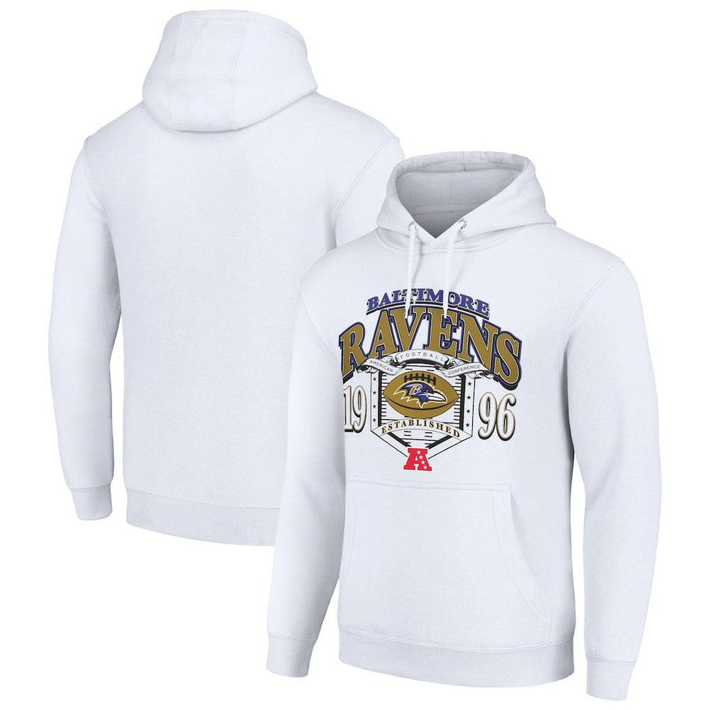 Baltimore Ravens Starter 80s Retro Pullover Hoodie White