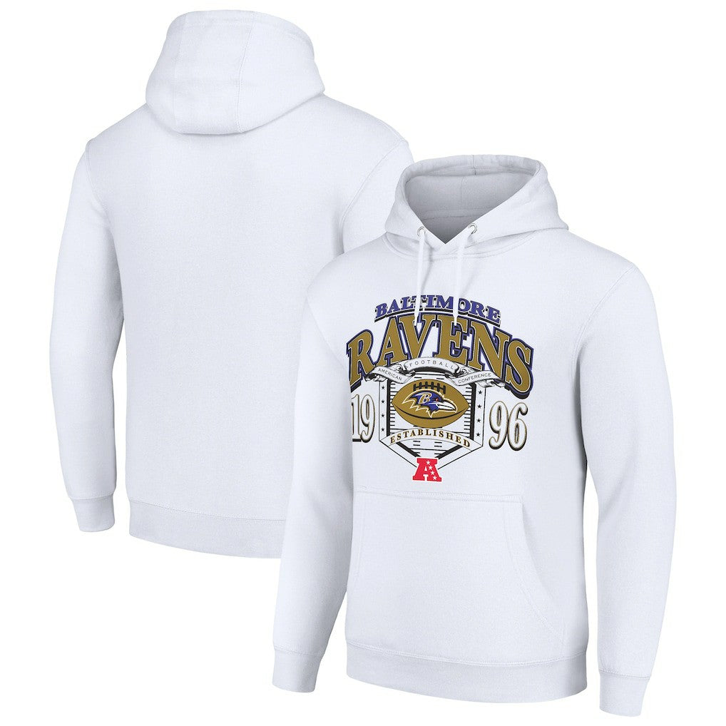 Baltimore Ravens Starter 80s Retro Pullover Hoodie White