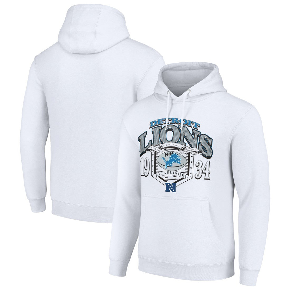 Detroit Lions Starter 80s Retro Pullover Hoodie White