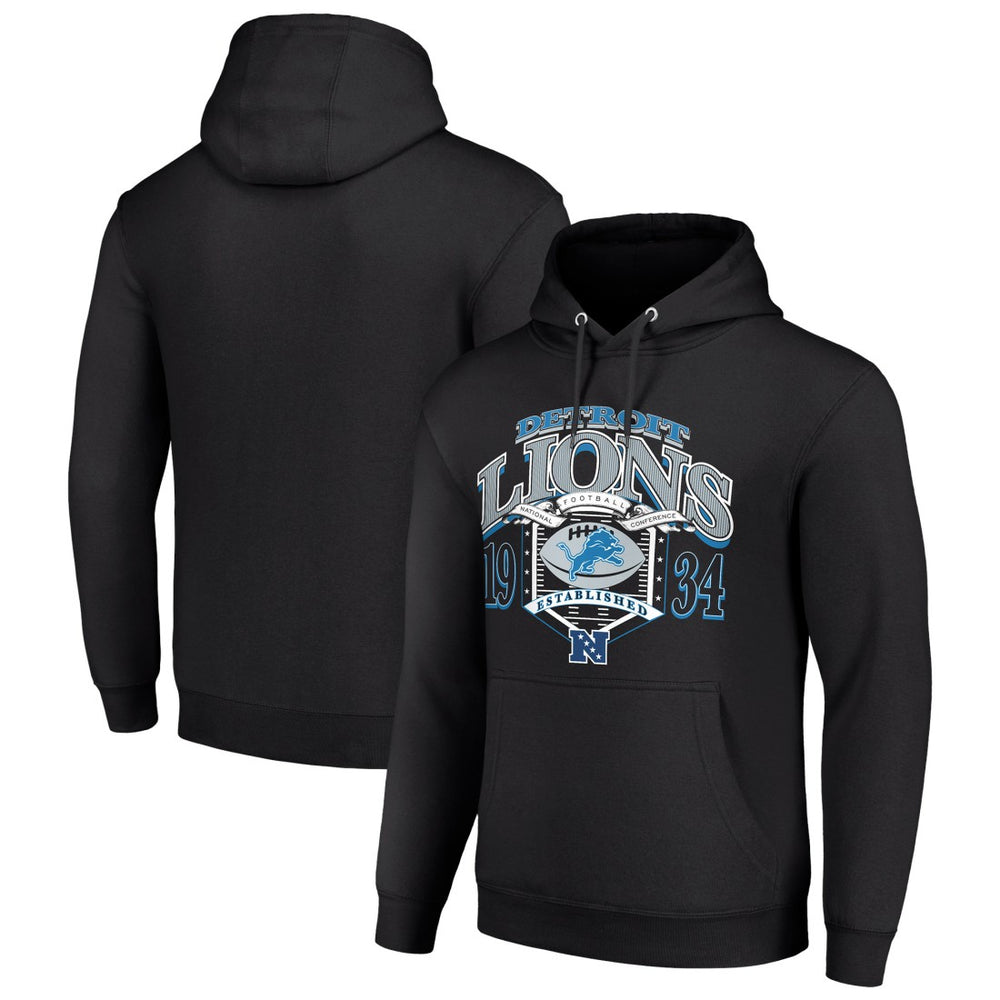 Detroit Lions Starter 80s Retro Pullover Hoodie Black