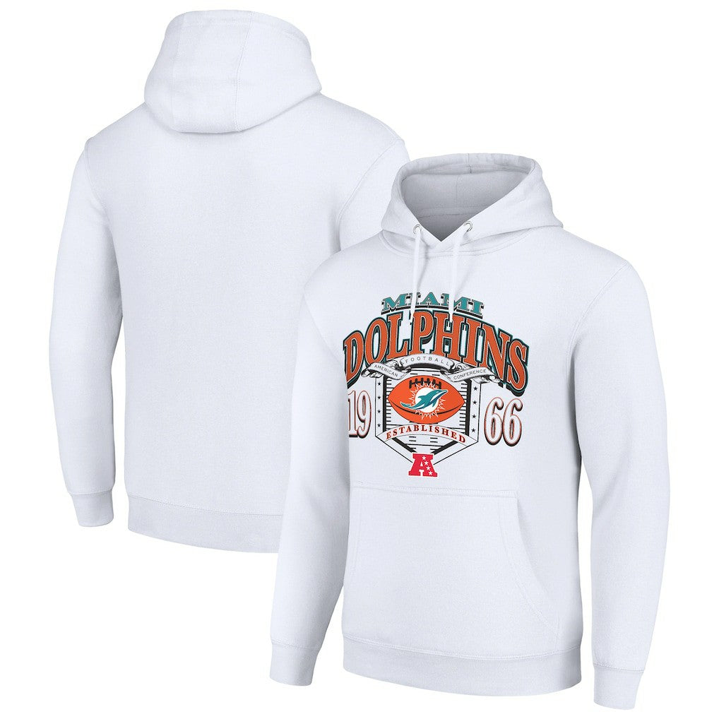 Miami Dolphins Starter 80s Retro Pullover Hoodie White