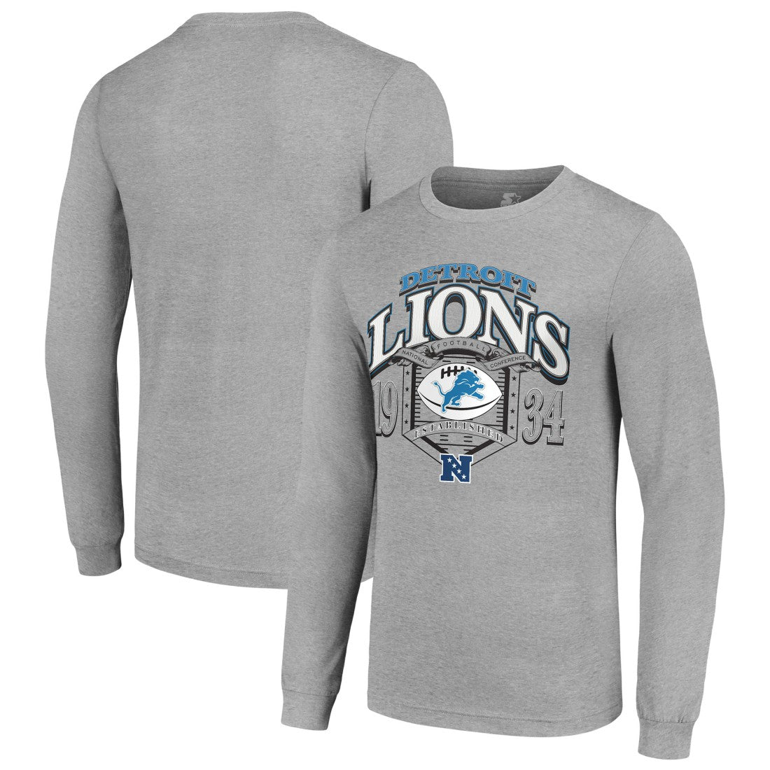 Detroit Lions Starter Retro Long Sleeve Graphic T-Shirt Heather Gray