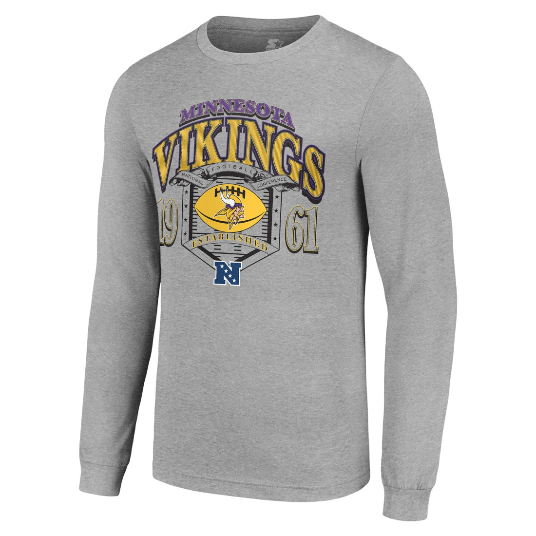 Minnesota Vikings Starter Retro Long Sleeve Graphic T-Shirt Heather Gray