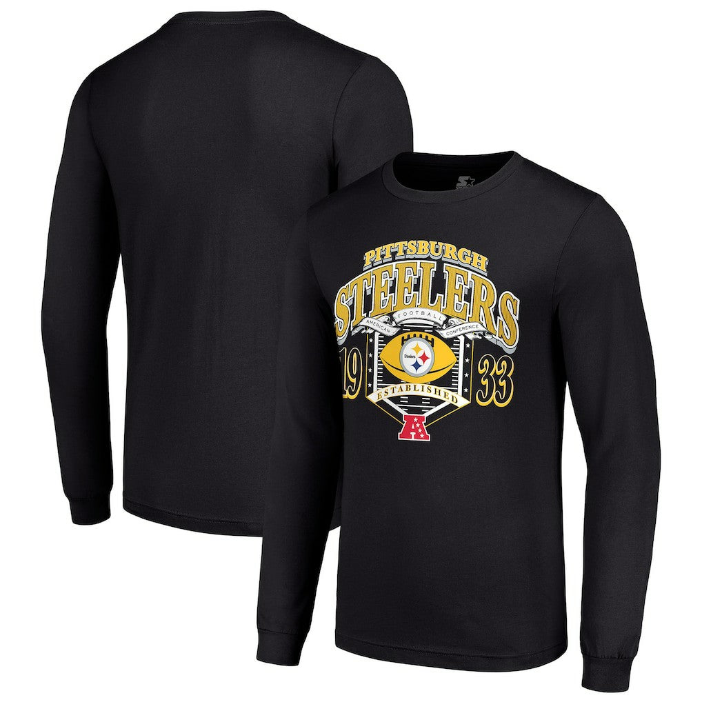 Pittsburgh Steelers Starter Retro Long Sleeve Graphic T-Shirt Black