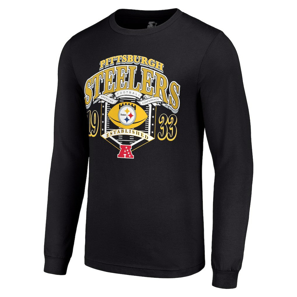 Pittsburgh Steelers Starter Retro Long Sleeve Graphic T-Shirt Black