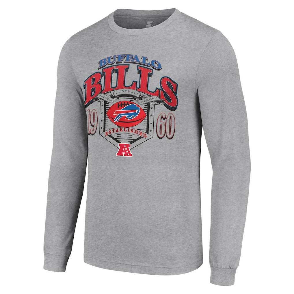Buffalo Bills Starter Retro Long Sleeve Graphic T-Shirt Heather Gray