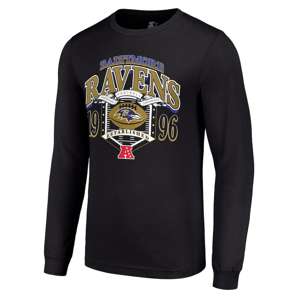 Baltimore Ravens Starter Retro Long Sleeve Graphic T-Shirt Black