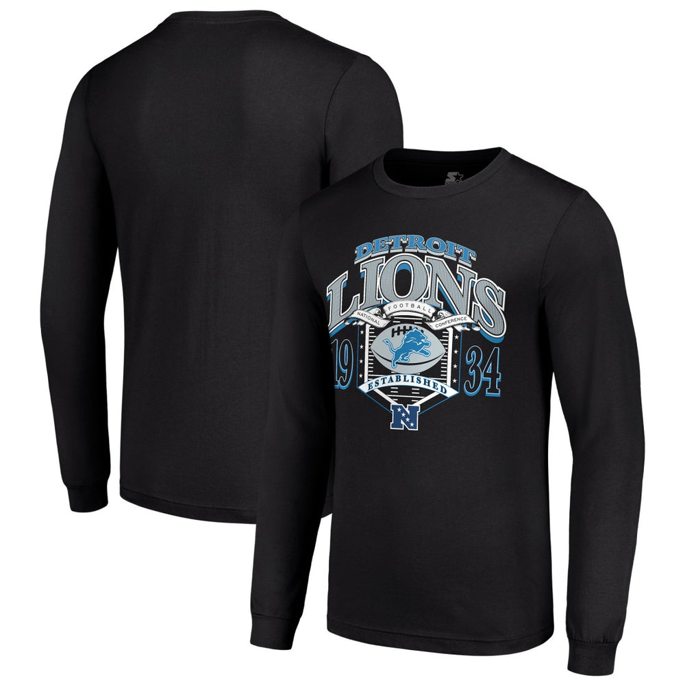 Detroit Lions Starter Retro Long Sleeve Graphic T-Shirt Black